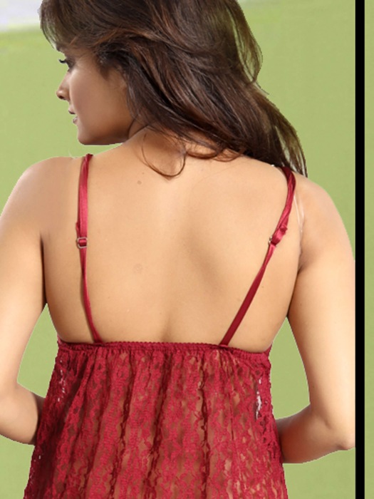 2pic bridal net slip with robe maroon color 2 pic fancy bridal robe set