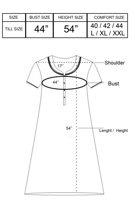 alpine cotton button with printed design grey night gown  alpine cotton night gown