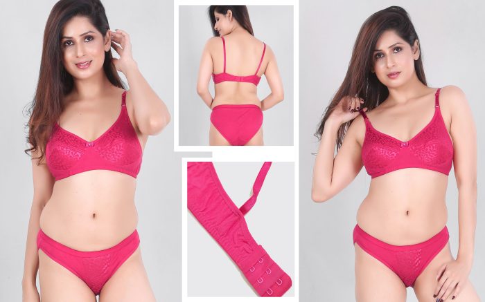 ALVELA WOMAN PREMIUM  BRA SET COMFORTABLE AND SOFT LIGHTWEIGHT BRA SET POLYCOTTON FABRIC COLOR PINK UNDER 299