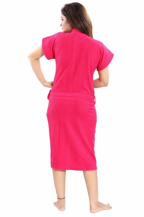 Women's Half Sleeve comfortable cotton terry Plain premium bathrobe for solid color Soft and Lightweight Robe for Everyday Use  rani Solid Bath Robe