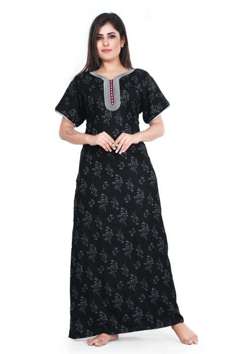 black alpine cotton night gown padre design  alpine cotton night gown