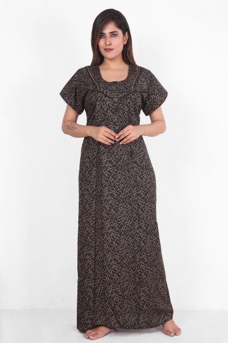black alpine cotton night gown lining design  alpine cotton night gown