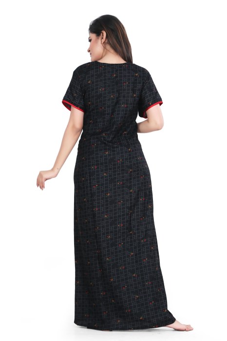 black alpine cotton night gown chex design  alpine cotton night gown
