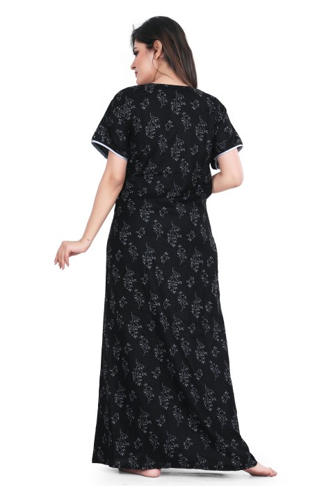 black alpine cotton night gown padre design  alpine cotton night gown