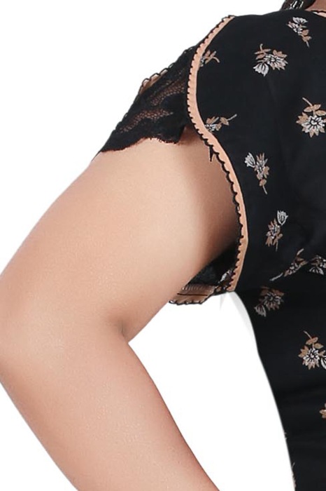 black alpine cotton night gown with zip and mini flowre design  alpine cotton night gown