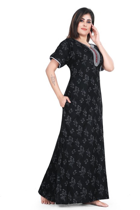 black alpine cotton night gown padre design  alpine cotton night gown