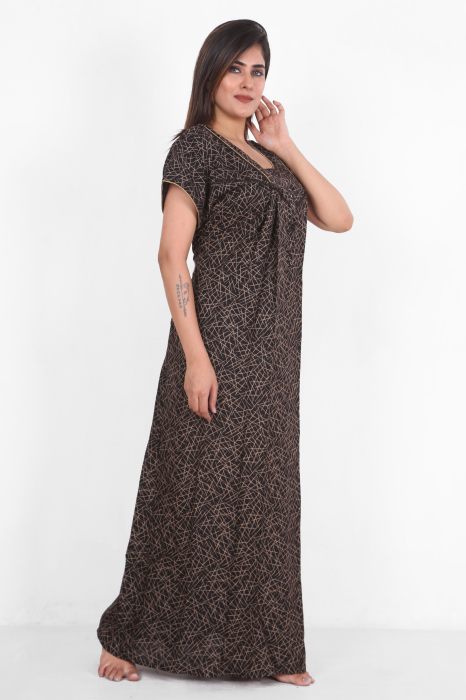 black alpine cotton night gown lining design  alpine cotton night gown