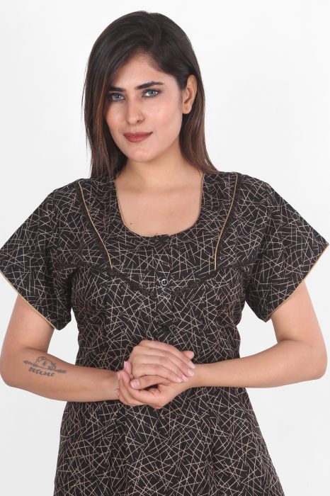 black alpine cotton night gown lining design  alpine cotton night gown