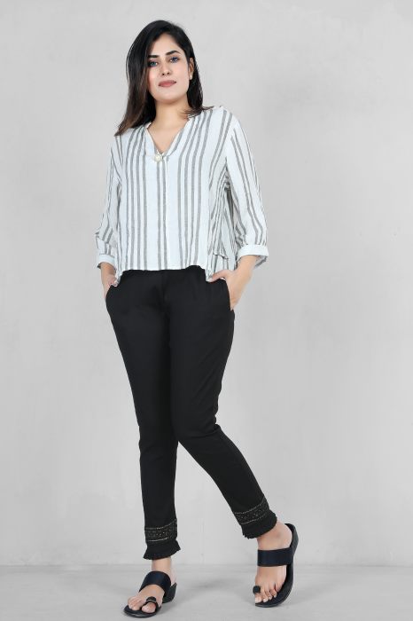 black color women premium bottom wear collection is best in class in terms of comfort  and soft jalar lace pant UNDER 399