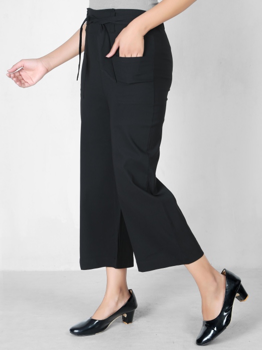 black color women premium bottom wear collection is best in class in terms of comfort  and soft culottes pant UNDER 399