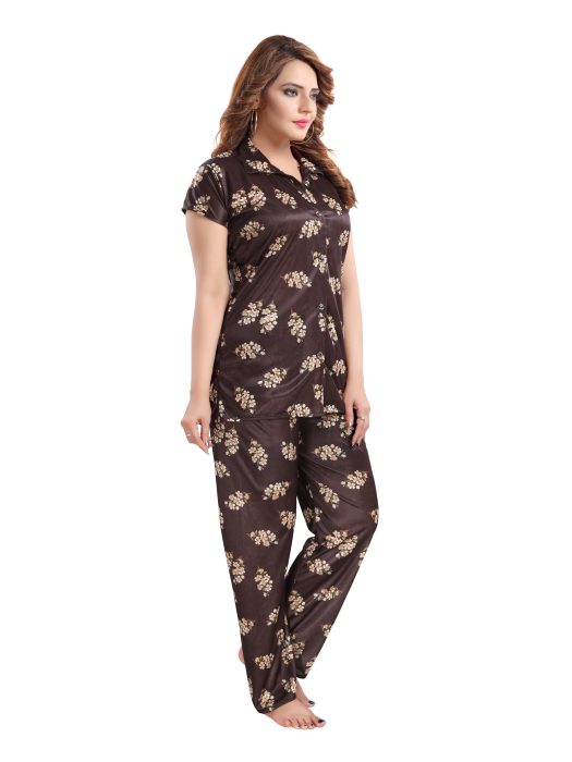 black satin digitale printed night suit satin night suit