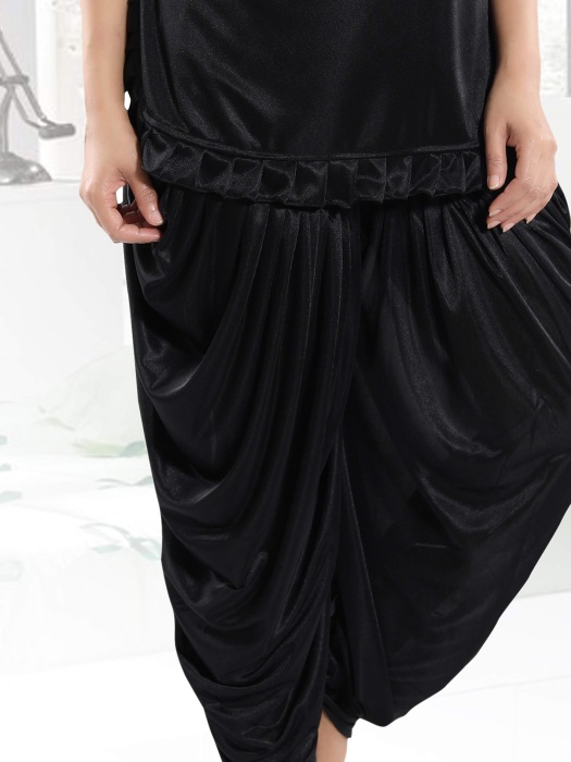 black satin patiyala plan night suit satin patiyala