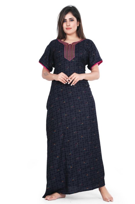 blue alpine cotton night gown chex design  alpine cotton night gown