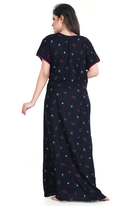 blue alpine cotton night gown heart design  alpine cotton night gown