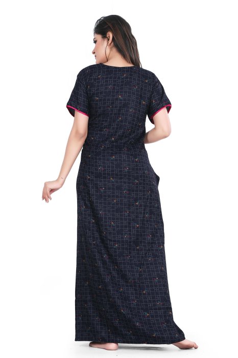 blue alpine cotton night gown chex design  alpine cotton night gown