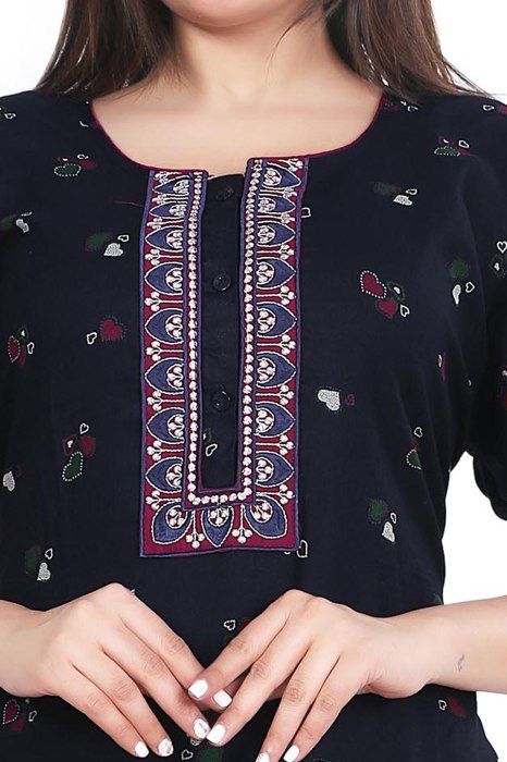 blue alpine cotton night gown heart design  alpine cotton night gown