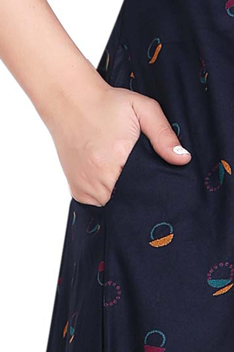 blue alpine cotton night gown raund design  alpine cotton night gown