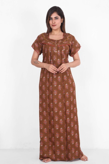 browen alpine cotton night maxi flower design  alpine cotton night gown