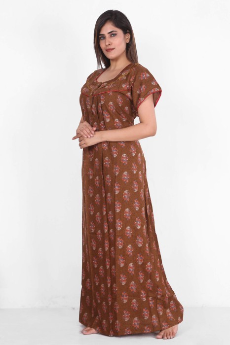 browen alpine cotton night maxi flower design  alpine cotton night gown