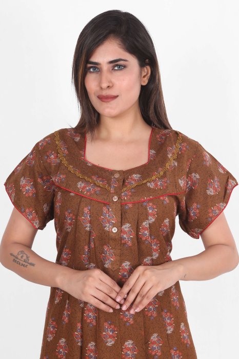 browen alpine cotton night maxi flower design  alpine cotton night gown
