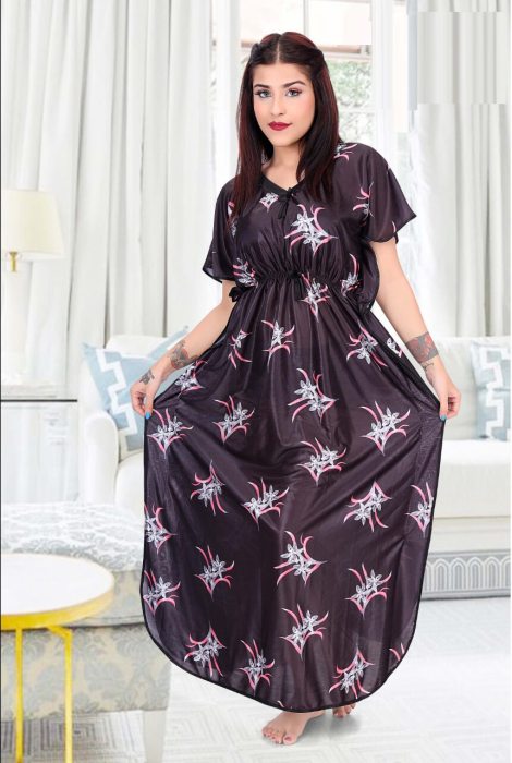 digital printed satin black kaftan kaftan