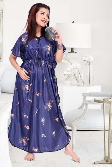 digital printed satin blue kaftan kaftan