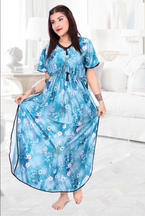 digital printed satin lskyblue kaftan kaftan