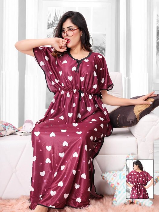 digital printed satin maroon kaftan kaftan