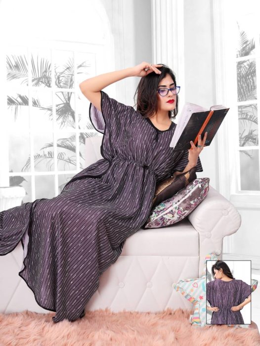 digital printed satin purple kaftan kaftan