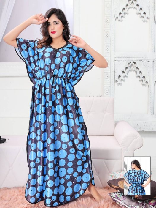 digital printed satin skyblue kaftan kaftan