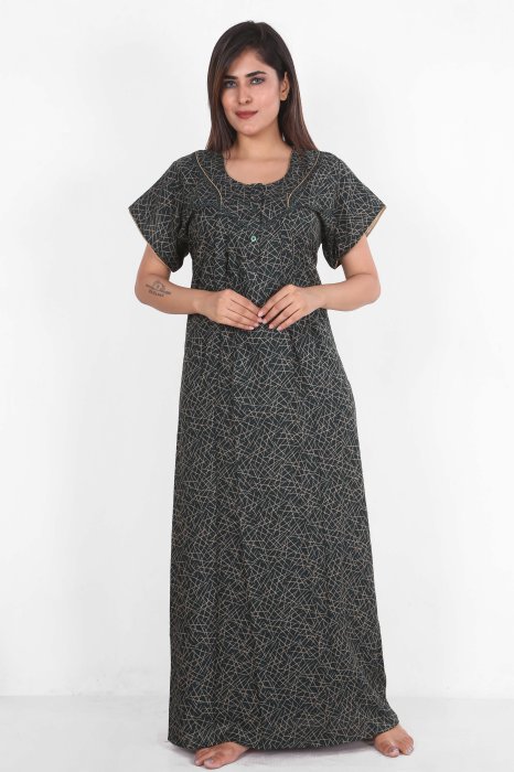green alpine cotton night gown lining design  alpine cotton night gown