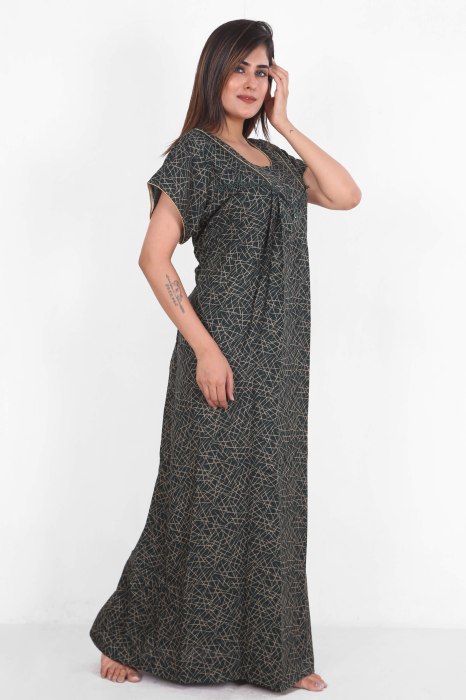 green alpine cotton night gown lining design  alpine cotton night gown