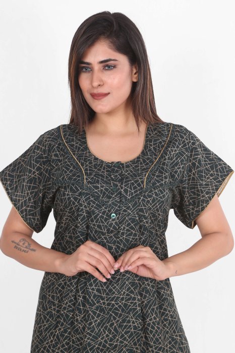green alpine cotton night gown lining design  alpine cotton night gown