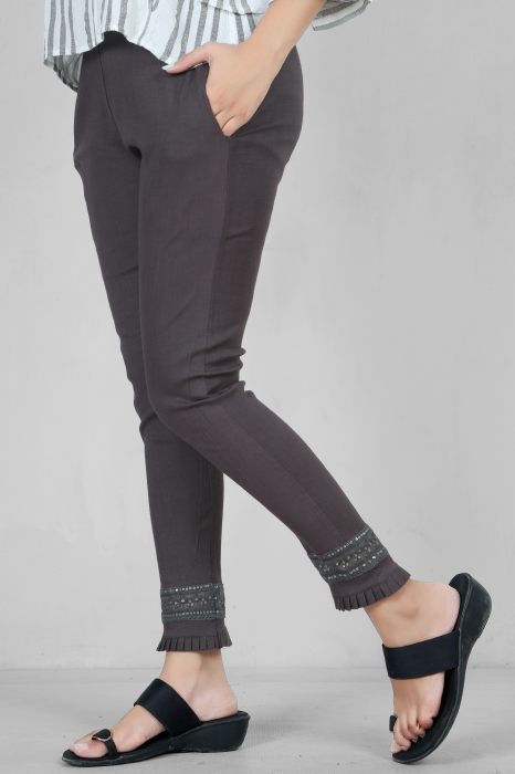 grey color women premium bottom wear collection is best in class in terms of comfort  and soft jalar lace pant UNDER 399