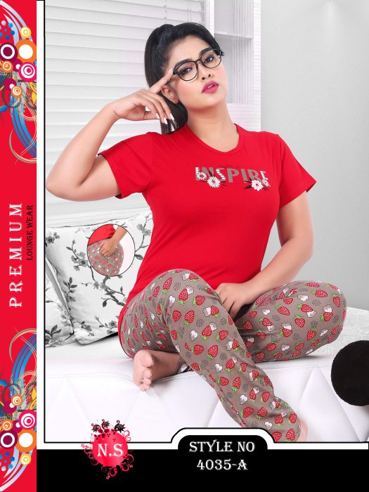 hosiery cotton sinkar red tshirt with brown pyjama set night suit