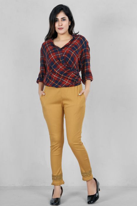 khaki color women premium bottom wear collection is best in class in terms of comfort  and soft jalar lace pant UNDER 399