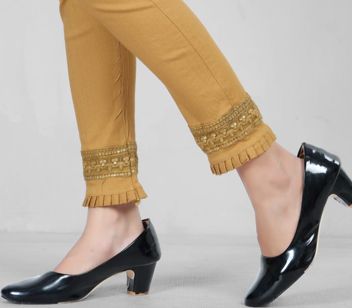 khaki color women premium bottom wear collection is best in class in terms of comfort  and soft jalar lace pant UNDER 399