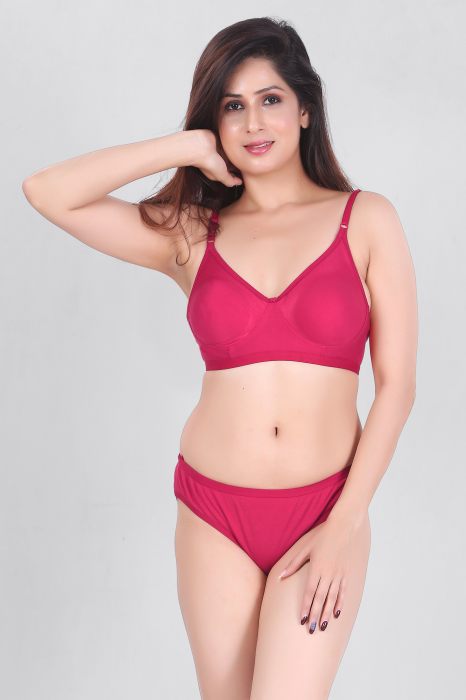 LIZA WOMAN PREMIUM  BRA SET COLOR PINK COMFORTABLE AND SOFT LIGHTWEIGHT BRA SET COTTON FABRIC  UNDER 299