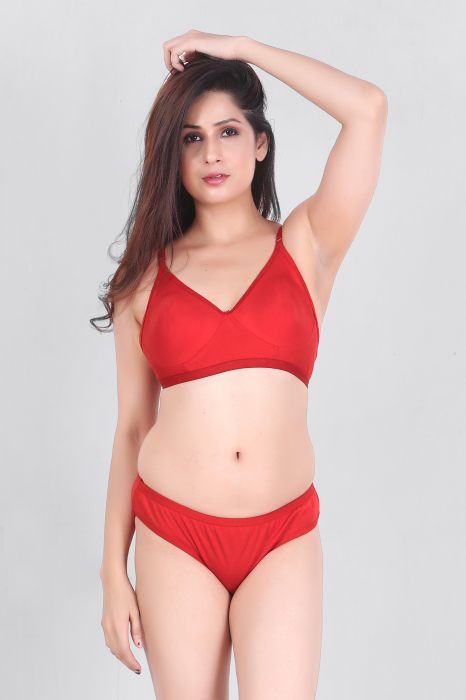 LIZA WOMAN PREMIUM  BRA SET COLOR RED COMFORTABLE AND SOFT LIGHTWEIGHT BRA SET COTTON FABRIC  UNDER 299