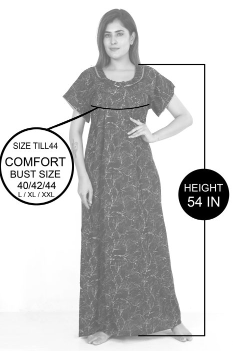 maroon alpine cotton night gown with zip and trikon design  alpine cotton night gown