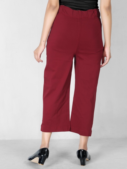 maroon color women premium bottom wear collection is best in class in terms of comfort  and soft culottes pant UNDER 399