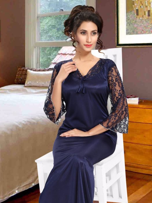 navi blue plan santi night gown satin night gown