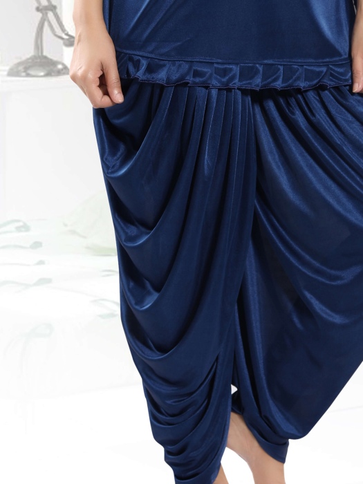 navi blue satin patiyala plan night suit satin patiyala