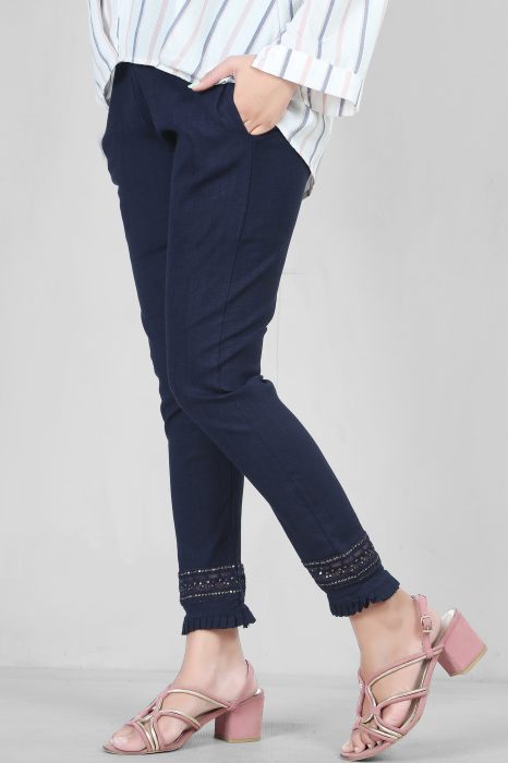 navyblue color women premium bottom wear collection is best in class in terms of comfort  and soft jalar lace pant UNDER 399
