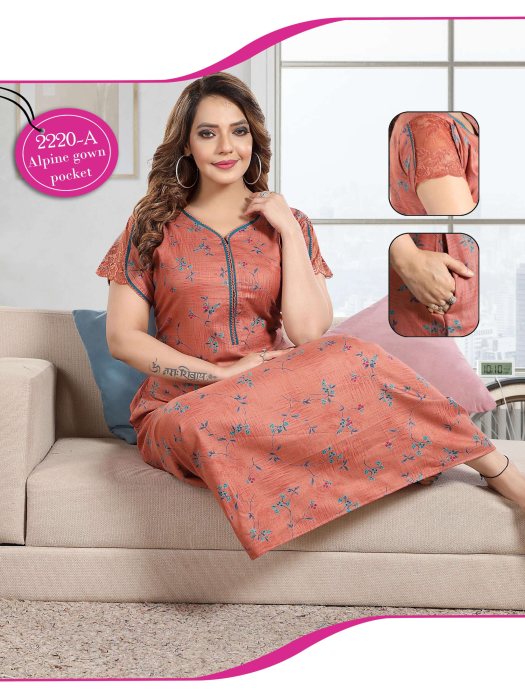 orange alpine cotton padre design with zip night gown
