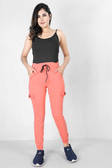 peach color women premium bottom wear collection is best in class in terms of comfort  and soft cargo pant UNDER 399