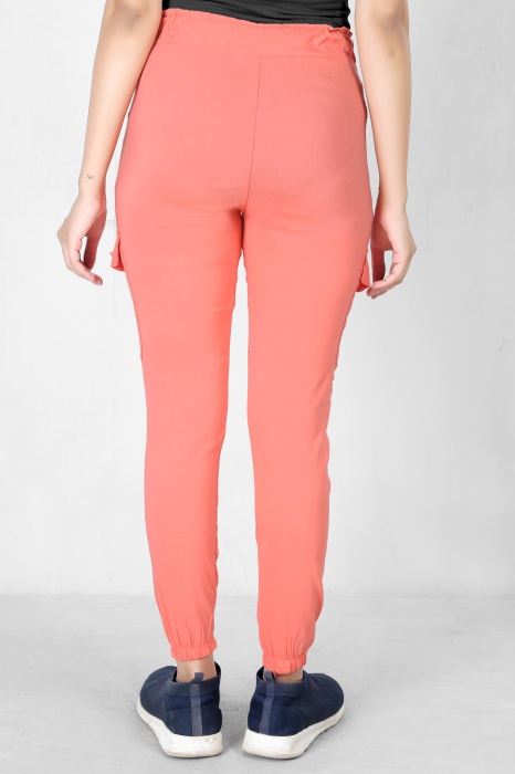 peach color women premium bottom wear collection is best in class in terms of comfort  and soft cargo pant UNDER 399