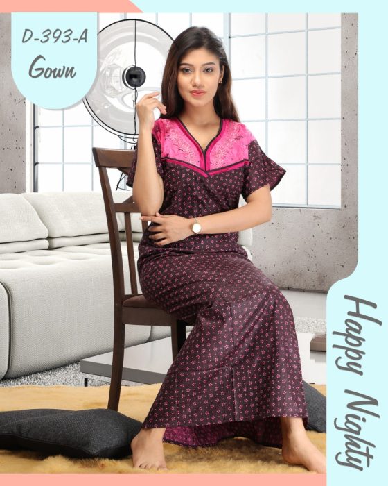 pink color woman premium cotton night gown comfortable with printed cotton night Gown  UNDER 499