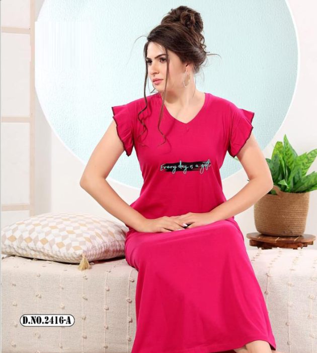 pink plan sinkar night gown  sinkar night gown
