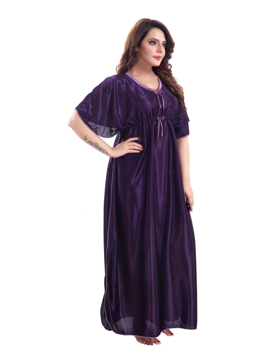 plan satin dpurple night kaftan plain satin kaftan
